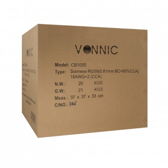 Vonnic CB1000W 1000FT Bulk Siamese Cable UL Listed