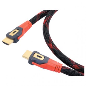 Vonnic VAC302 6ft. Patented Locking HEC CUL BLK/RED Mesh Gold Plated M-M (28 AWG)