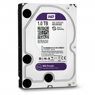 WD Purple 1TB Surveillence Hard Drive: 1 to 8-bay: 3.5-inch, SATA 6 Gb/s, Intellipower, 64MB Cache WD10PURX