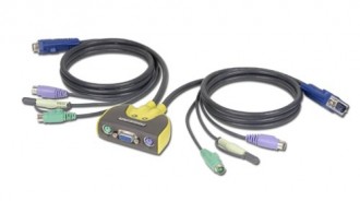 IOGEAR GCS612A 2-Port MiniView Micro PS/2 Audio KVM Switch with 2 Cables